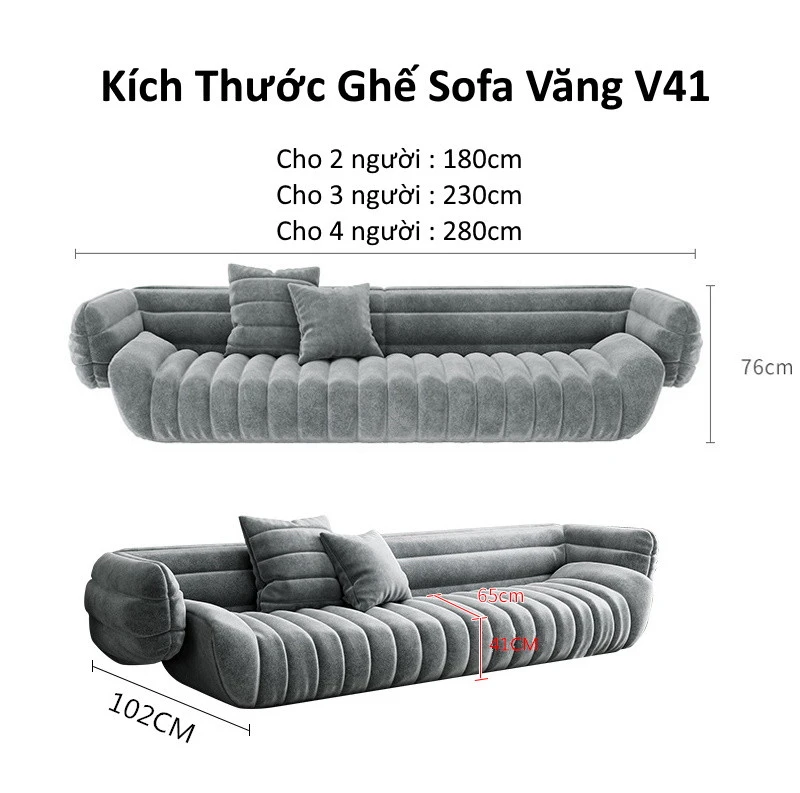 Ghế sofa văng quả bí đệm vải V41