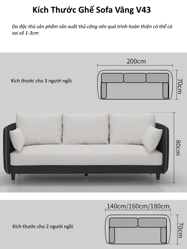 Ghế sofa văng đệm vải hiện đại V43