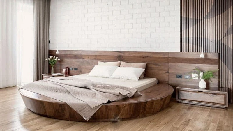 Giường ngủ tròn gỗ thịt Pula PB26