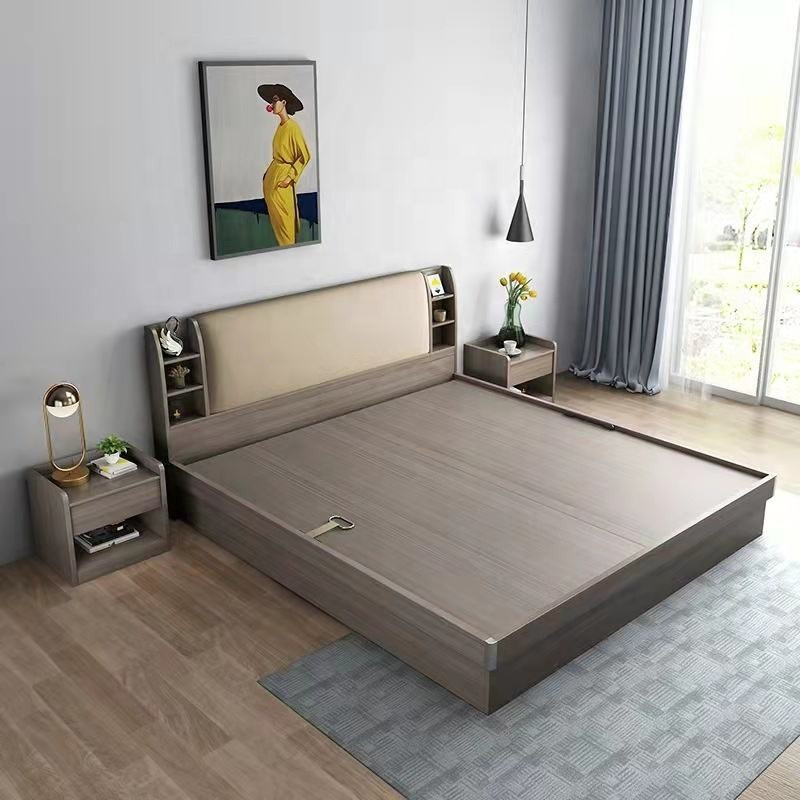 Giường ngủ gỗ bọc da đầu giường hiện đại, đa năng Pula PB41