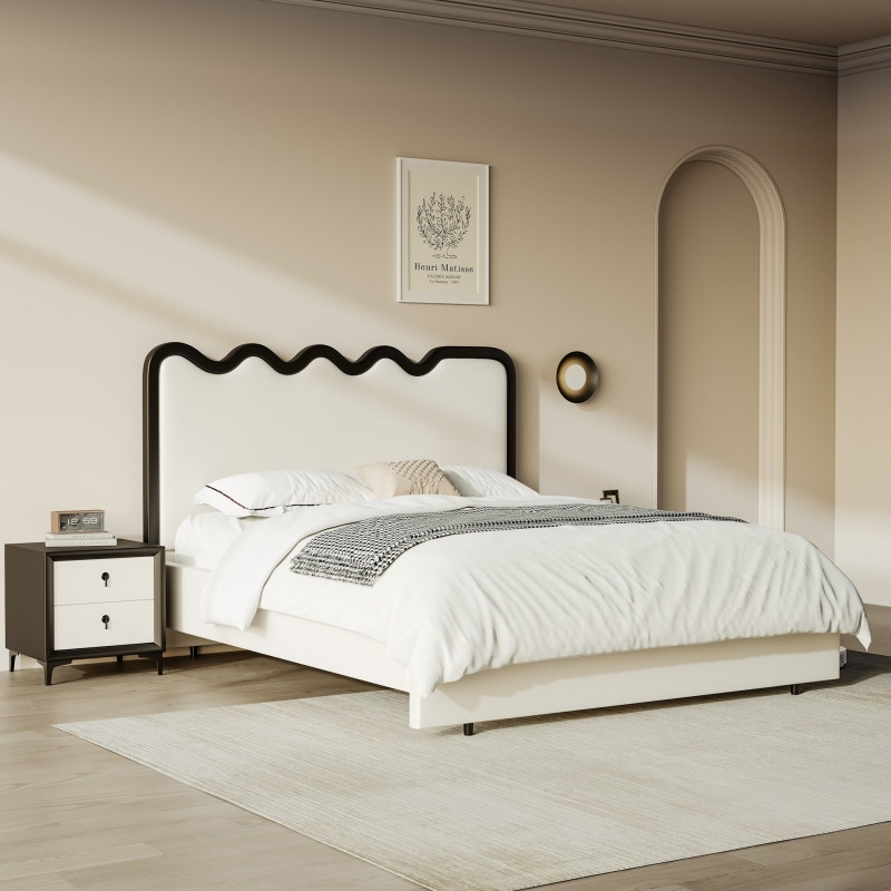 Giường ngủ gỗ bọc nệm viền đen giá rẻ Pula PB43
