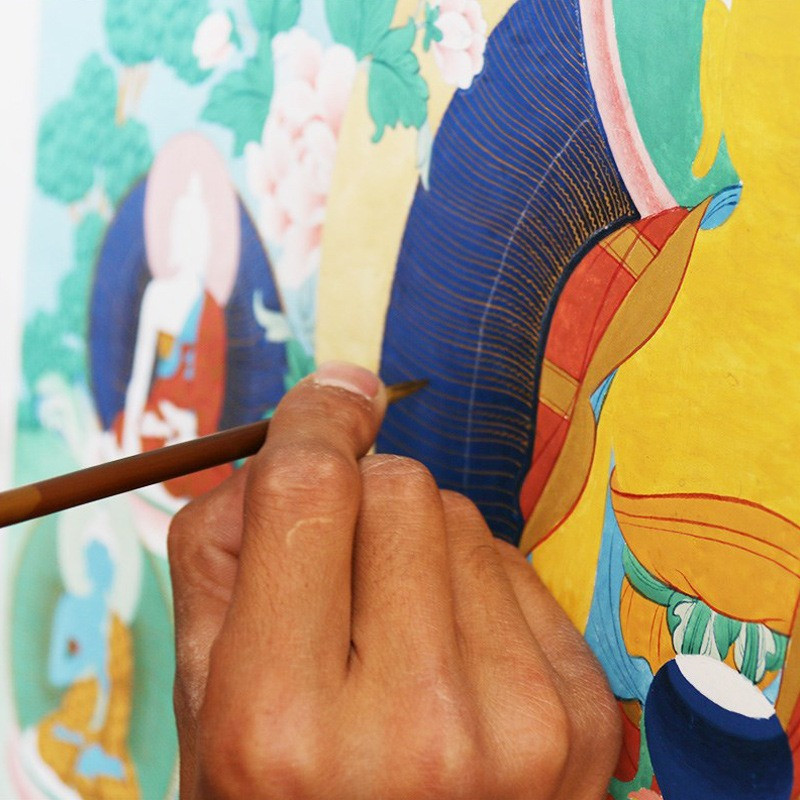 Tranh Thangka Đức Phật Trên Tòa Sen