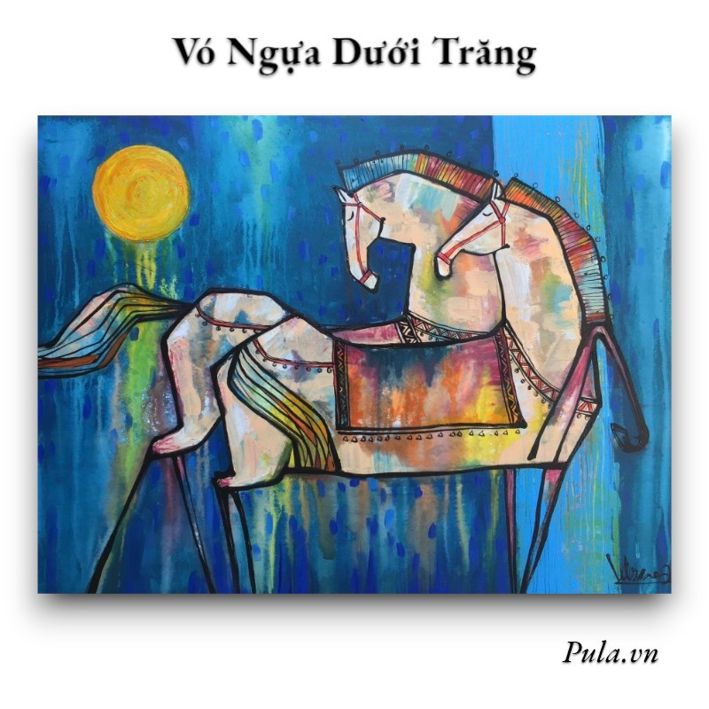 Tranh Nghệ Thuật Vó Ngựa Dưới Trăng