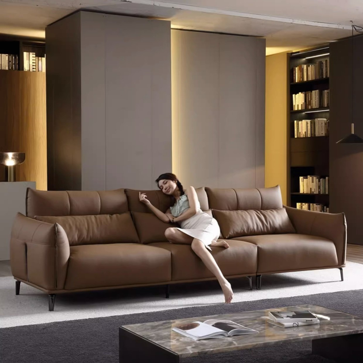 Sofa văng bọc da bò Ý cao cấp Pula Demar (V79)