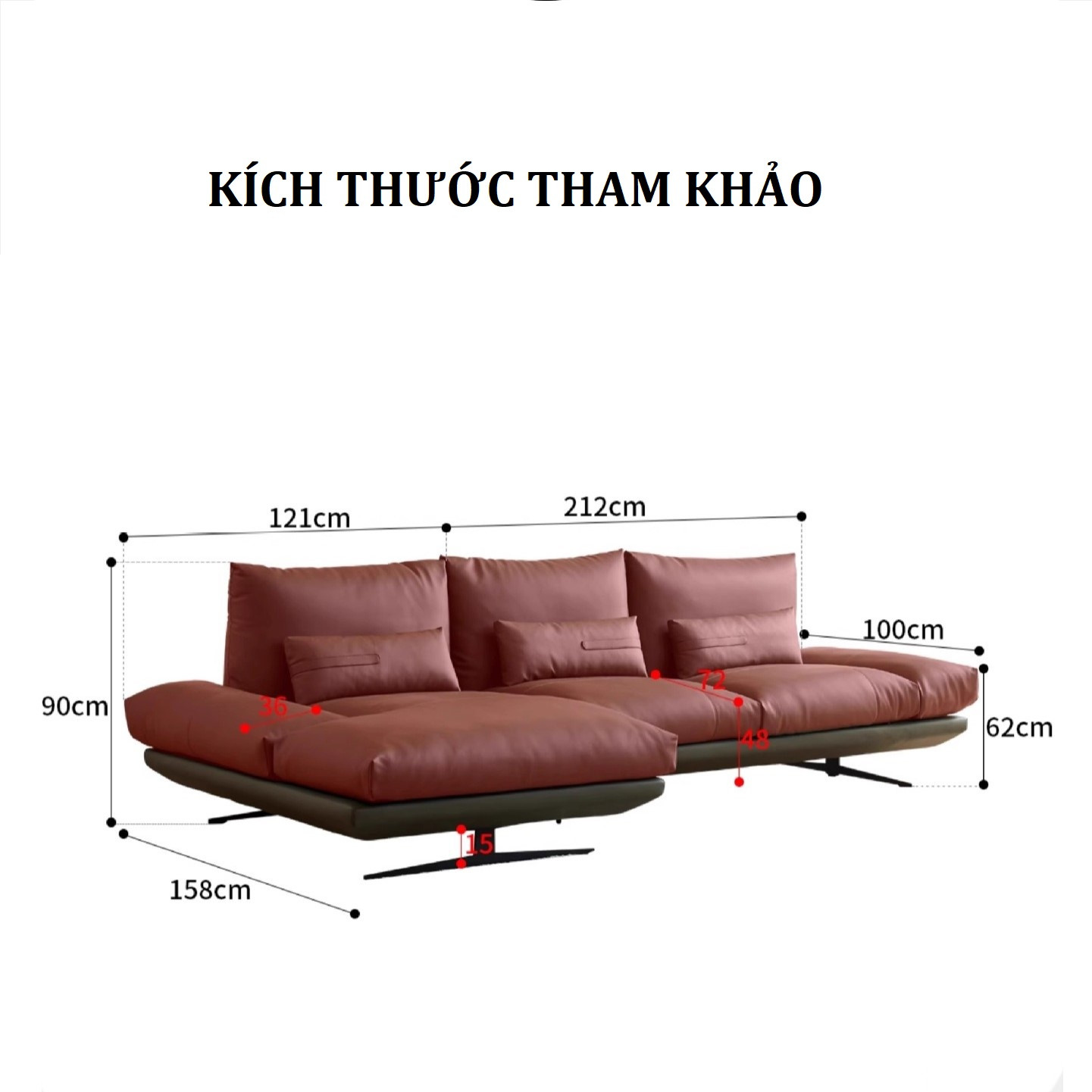 Sofa góc da Bò Ý hiện đại Pula Larina (L48)