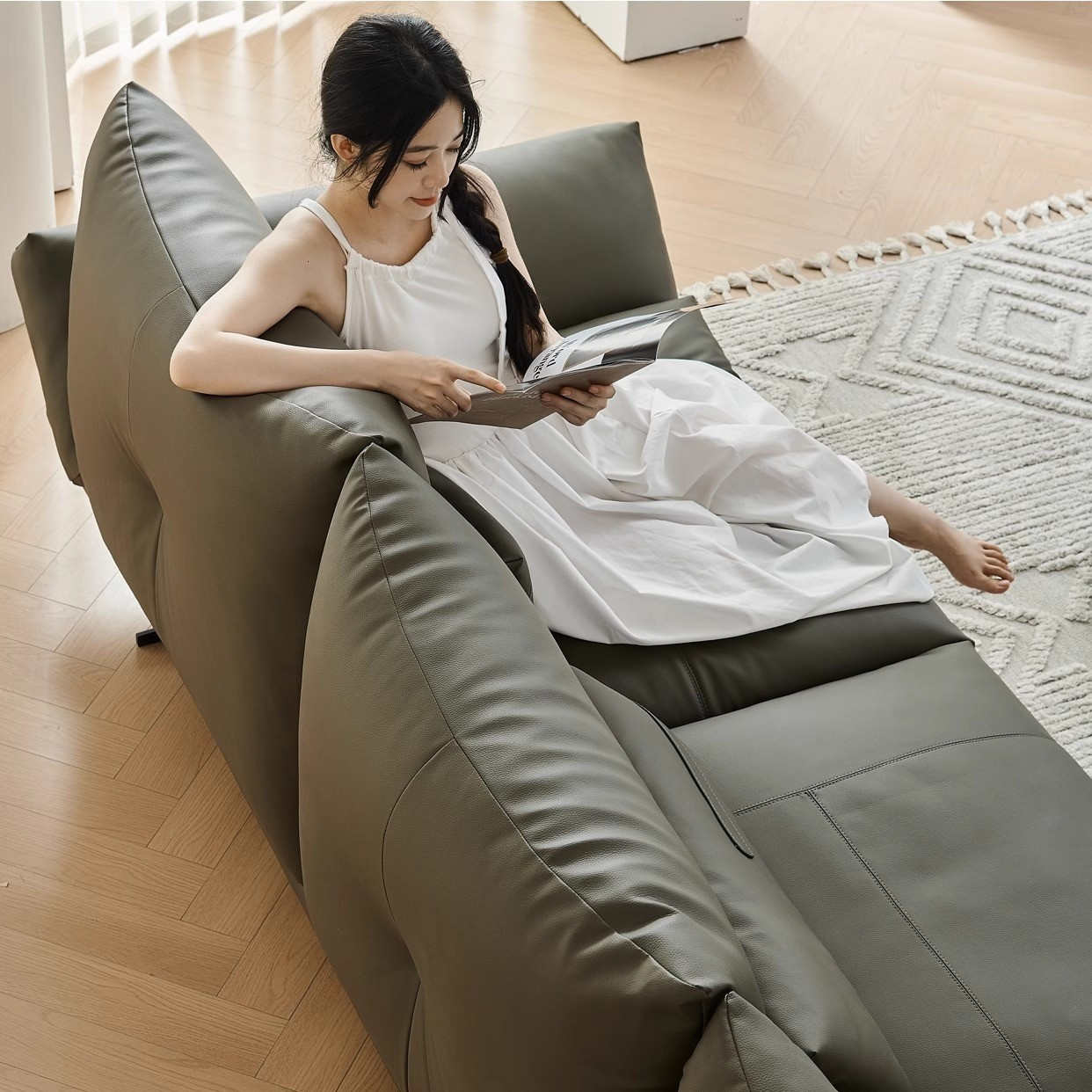 Sofa góc da Bò Ý hiện đại Pula Larina (L48)