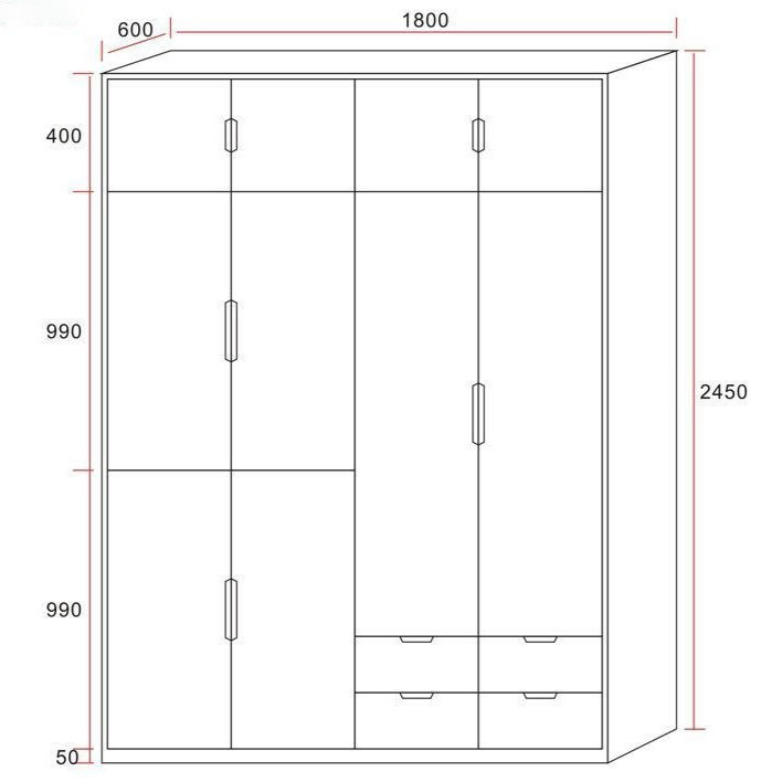 Tủ quần áo gỗ Pula WR02