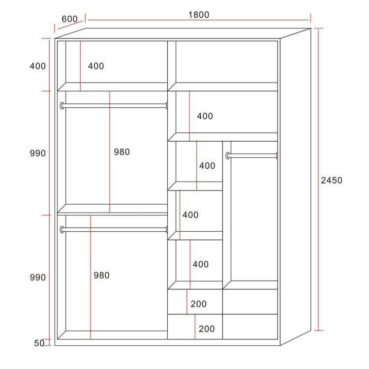 Tủ quần áo gỗ Pula WR02