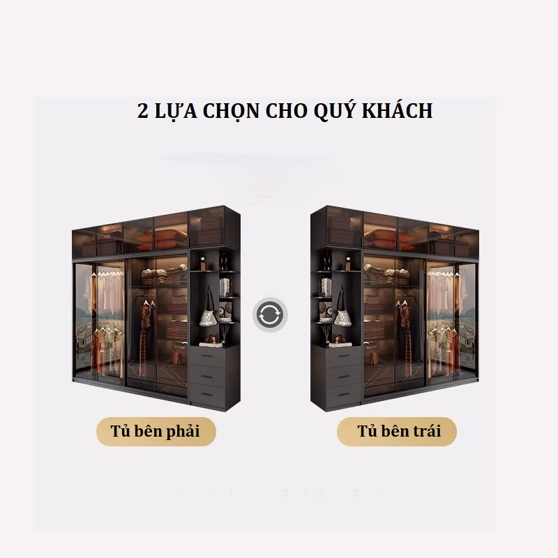 Tủ quần áo cánh kính kèm kệ để đồ Pula WR14