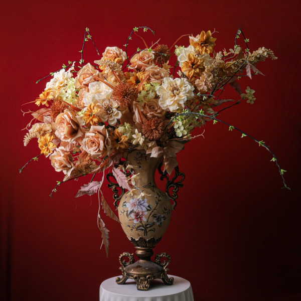 Bình hoa mẫu đơn hồng hoa nghệ thuật Pula HTT50