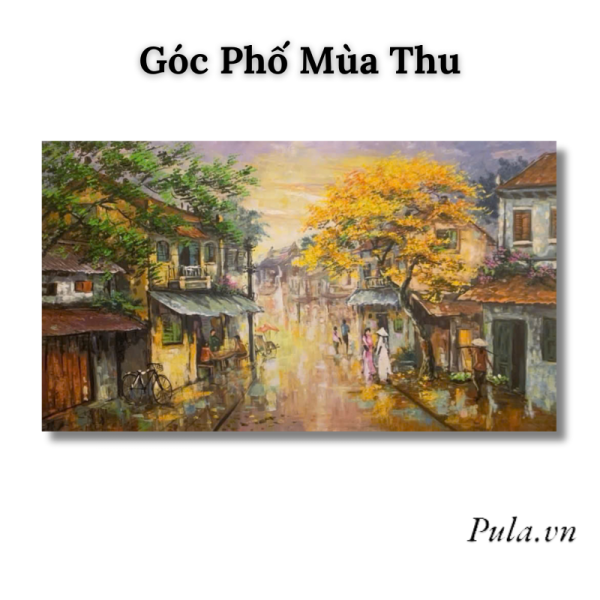 Tranh Vẽ Phong Cảnh Góc Phố Mùa Thu