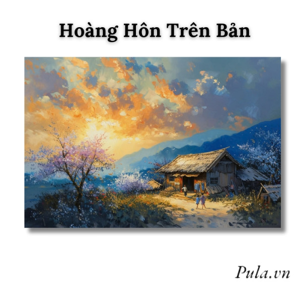 Tranh Phong Cảnh Hoàng Hôn Trên Bản