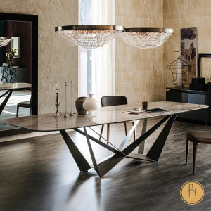Vẻ đẹp sang trọng của bộ bàn ghế ăn mặt đá giúp tô điểm cho không gian nội thất thêm hiện đại