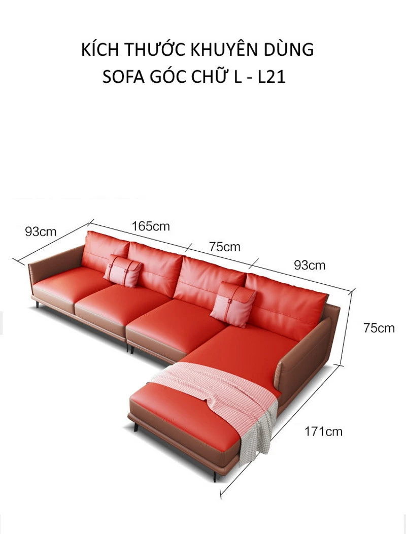 Ghế sofa góc đệm da cỡ lớn L21
