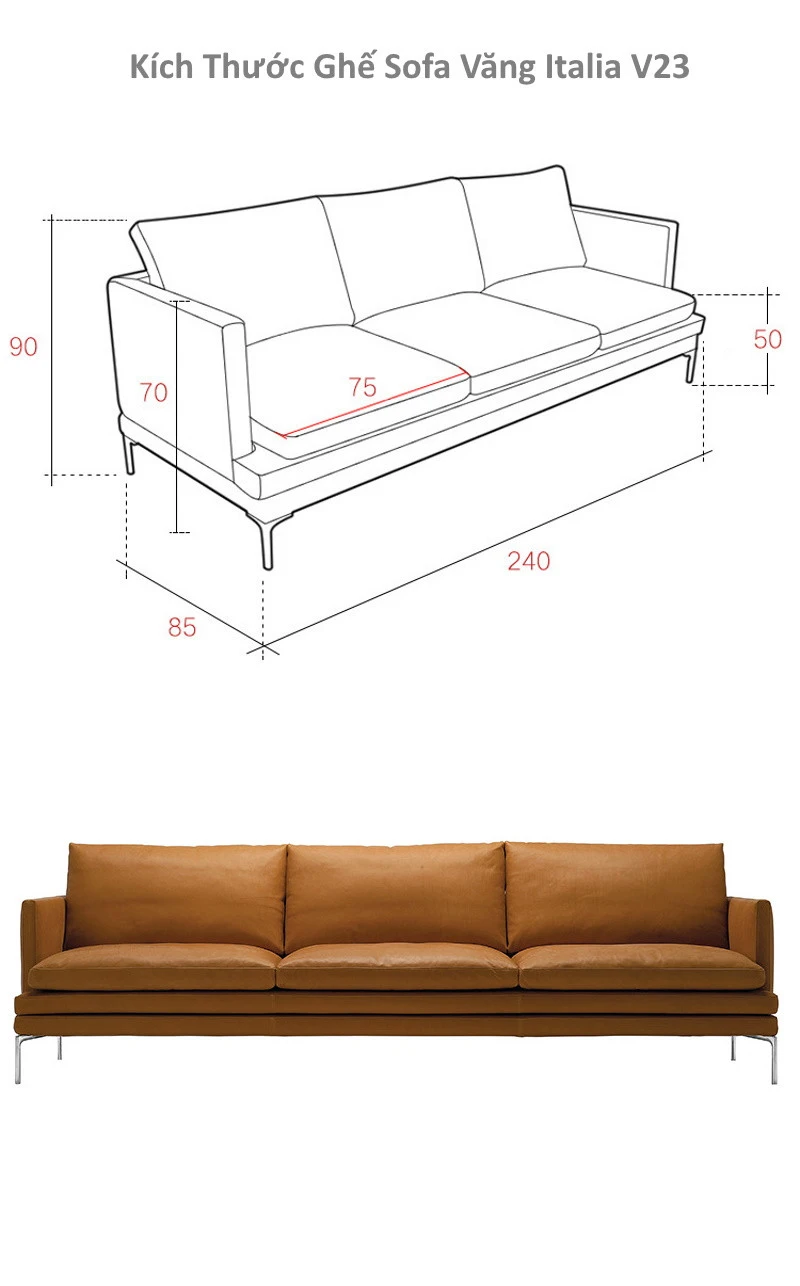 Ghế sofa văng đệm da Italia V23