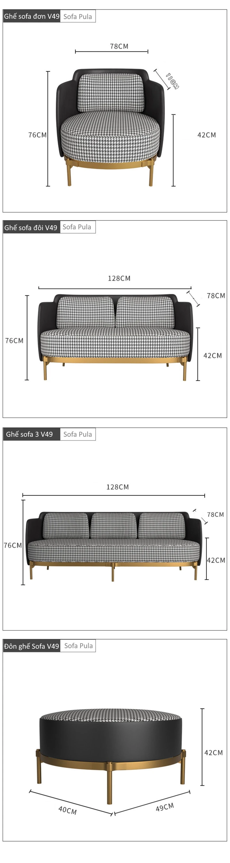 Ghế sofa văng viền da hiện đại V49