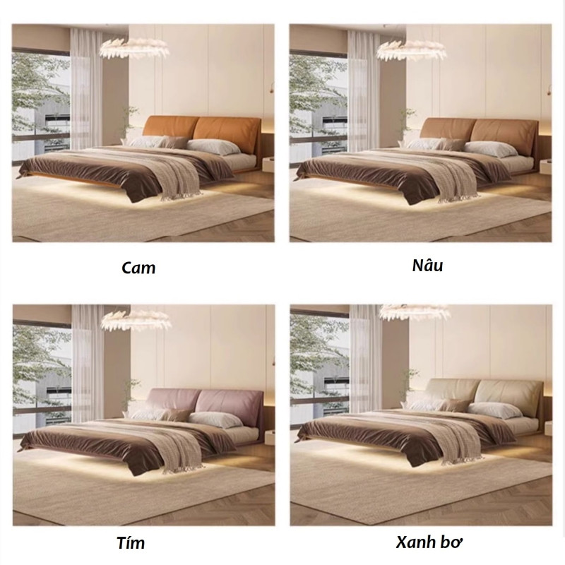 Giường ngủ bọc da đẹp phong cách tối giản Pula PB36 (Kết hợp hộc để đồ)