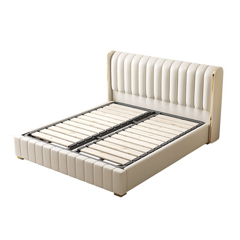 Giường ngủ bọc nệm viền vàng phong cách Bắc Âu Pula PB42
