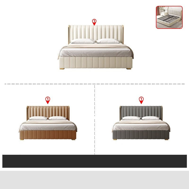 Giường ngủ bọc nệm viền vàng phong cách Bắc Âu Pula PB42