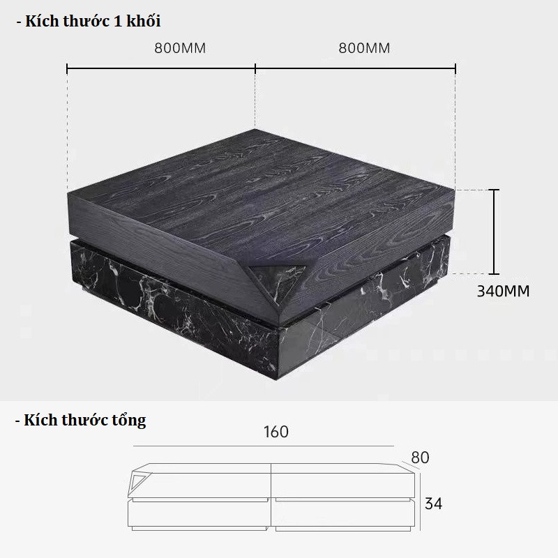 Bàn trà bệt 2 khối nhập khẩu Pula BT76