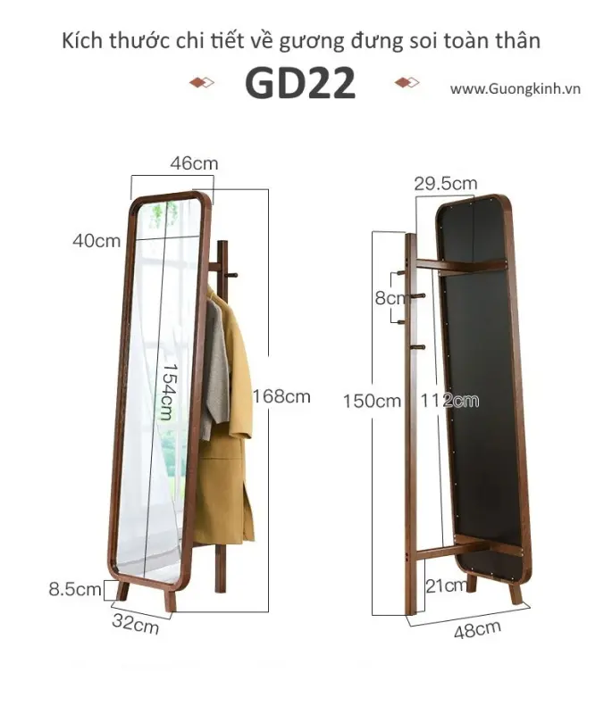 Kích thước gương GD22