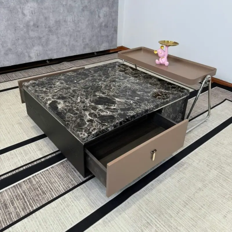 Bàn trà đôi nhập khẩu mặt đá Pula BT80