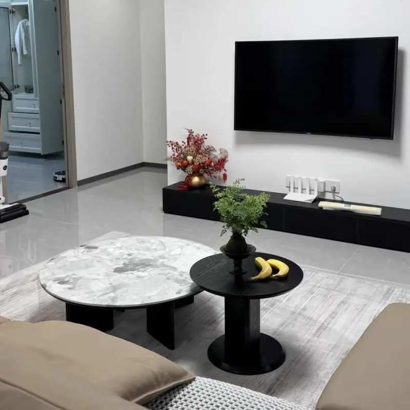 Bộ bàn trà tròn đôi hiện đại Pula BT78 tại nhà khách hàng ở Hà Nội 