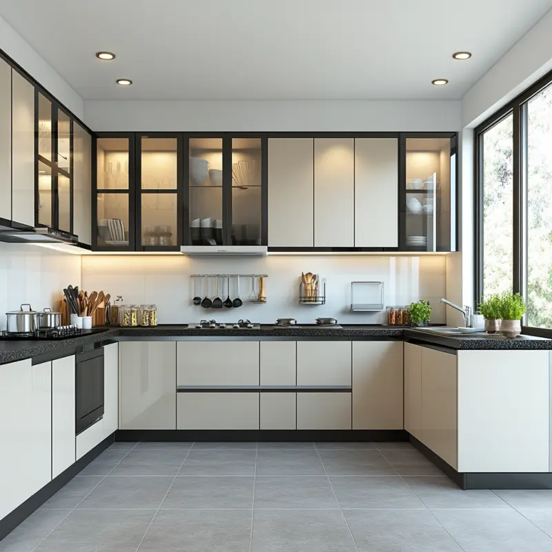 Tủ bếp nhôm cánh kính PKC15