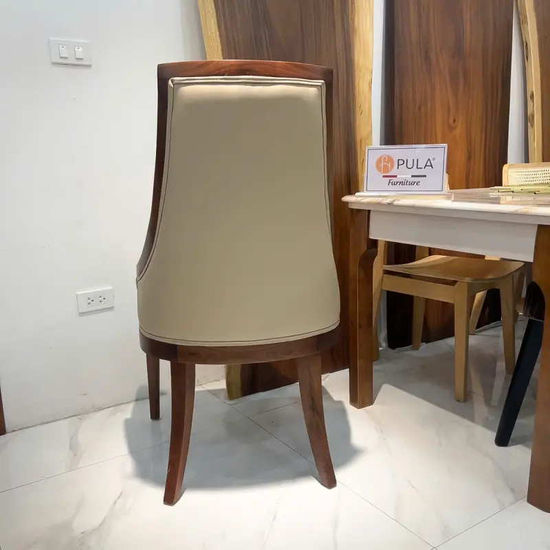 Mặt sau Ghế ăn gỗ óc chó tân cổ điển N08