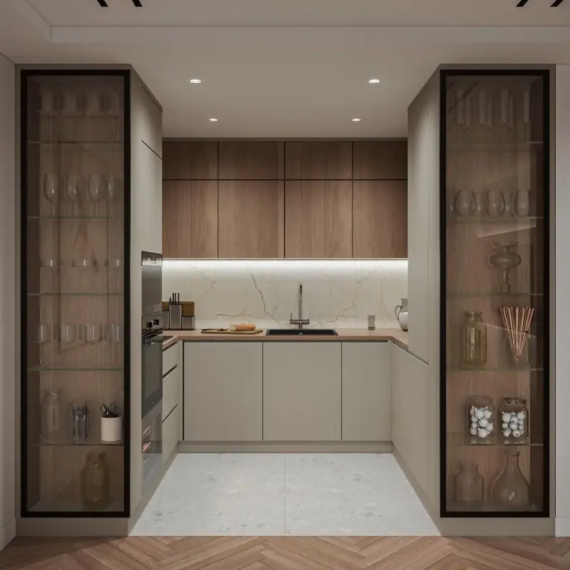 Tủ bếp Melamine chữ U PKC40