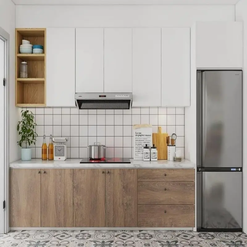 Tủ bếp gỗ công nghiệp cánh Melamine chữ I PKC32