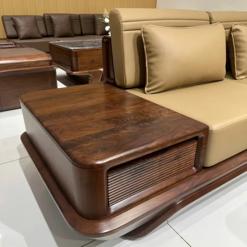 Bộ Sofa gỗ Óc Chó cao cấp 5 món SG04