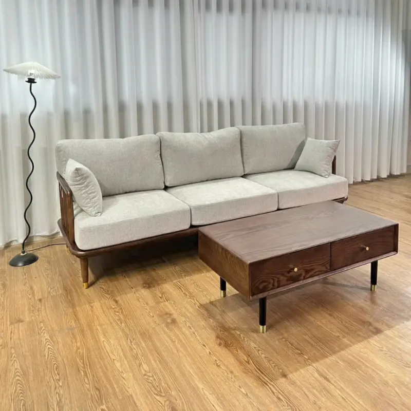 Sofa gỗ đệm nỉ rời phong cách Indochine