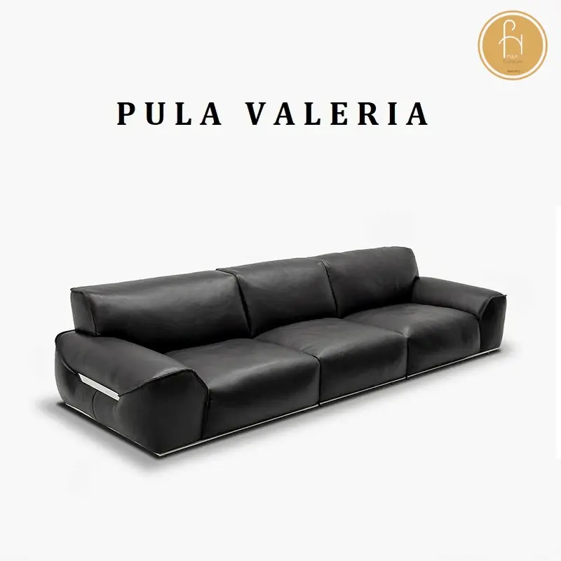 Sofa văn ph&ograve;ng da b&ograve; thật đẳng cấp Valeria V91