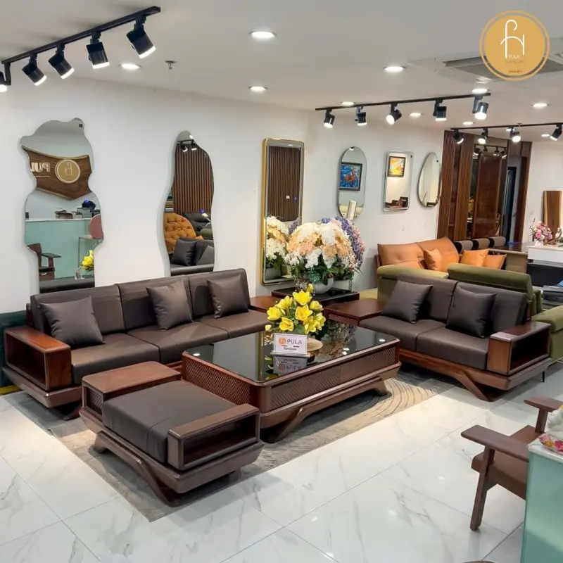 Bộ sofa gỗ Mun 5 m&oacute;n SG03