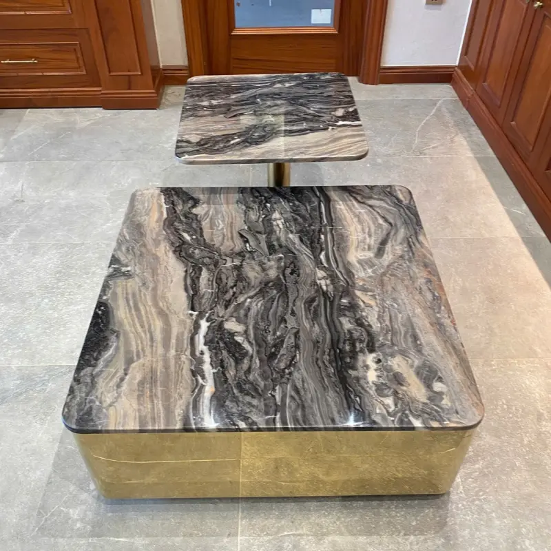 Bộ bàn trà đôi mặt đá hiện đại BT89