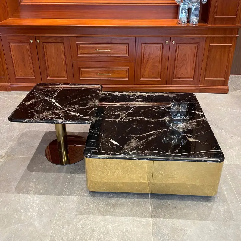 Bộ bàn trà đôi mặt đá hiện đại BT89