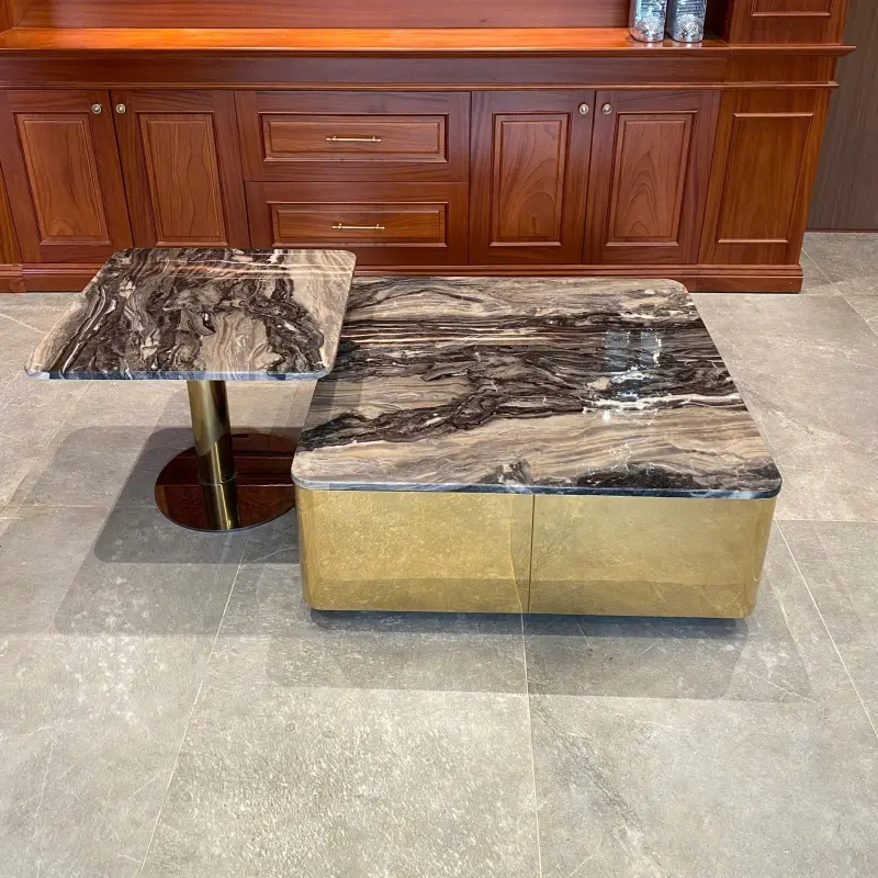 Bộ bàn trà đôi mặt đá hiện đại BT89