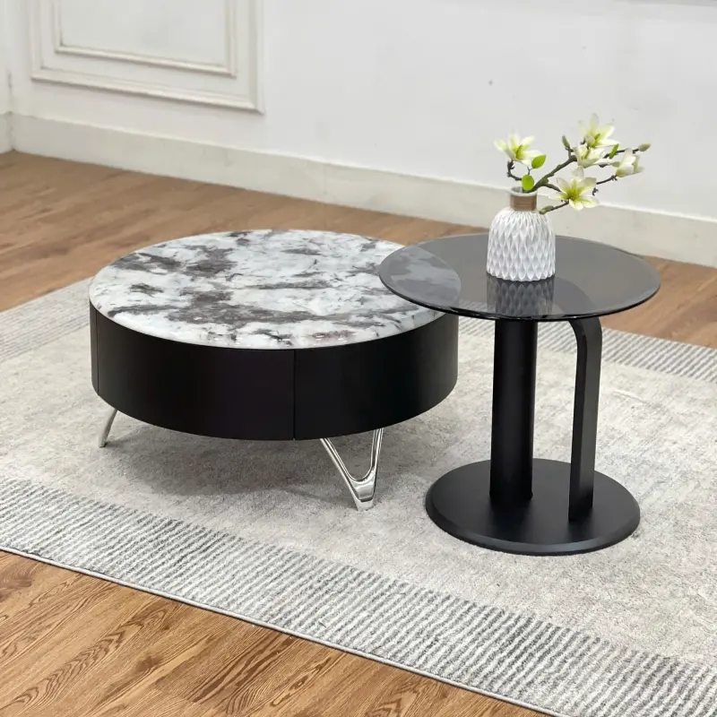 Bộ bàn trà tròn đôi hiện đại BT95