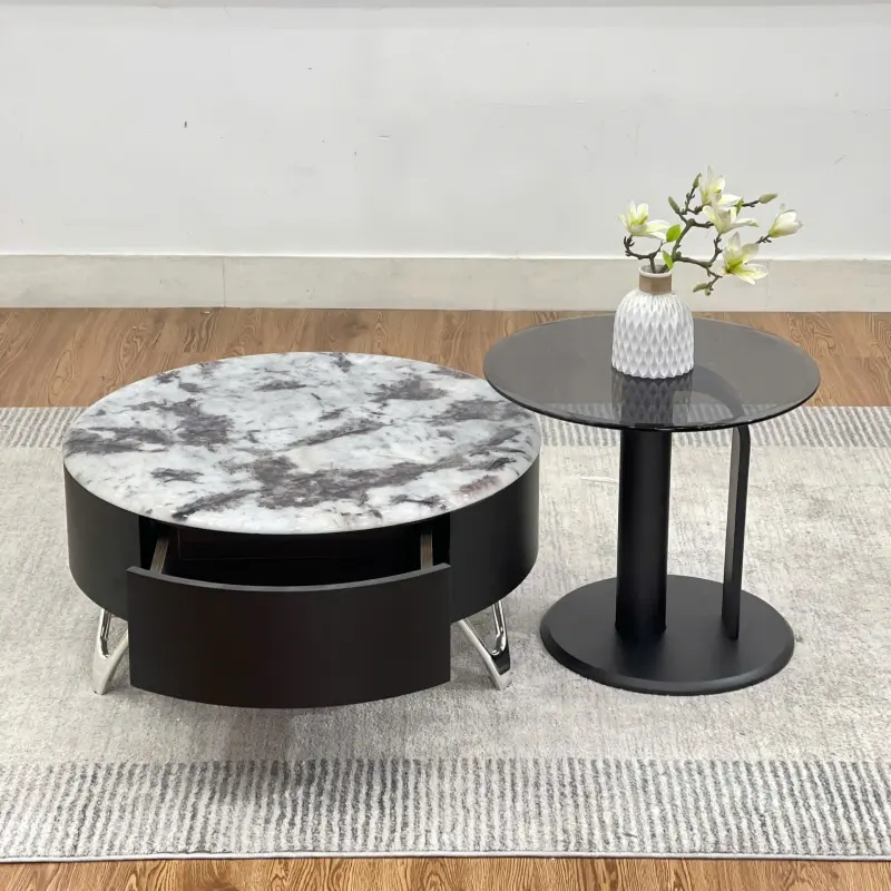 Bộ bàn trà tròn đôi hiện đại BT95