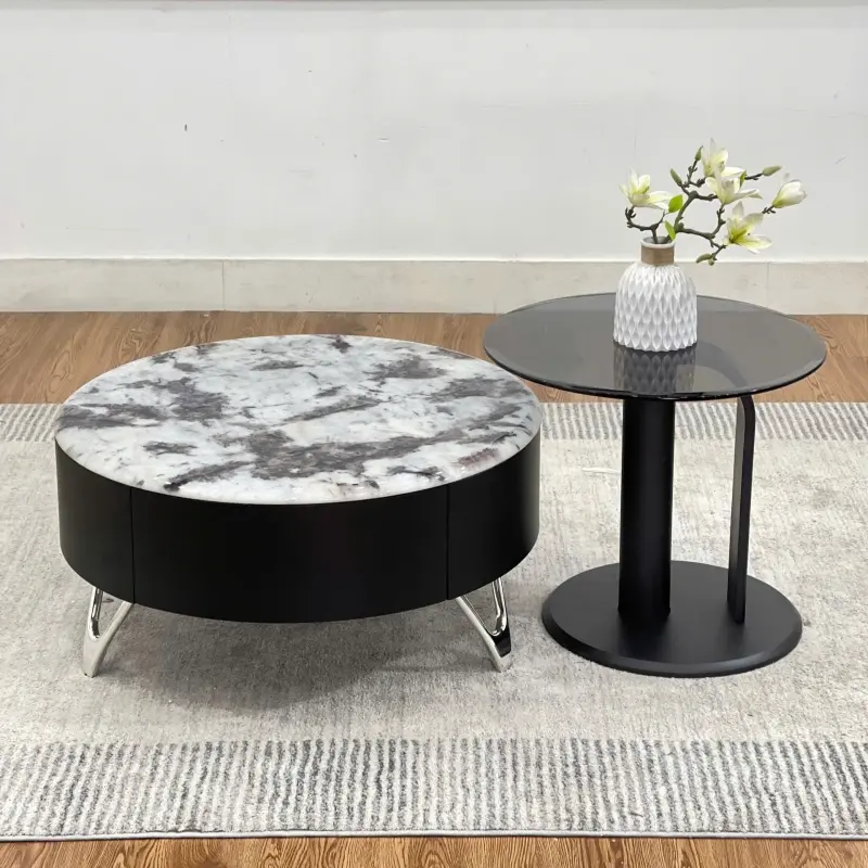 Bộ bàn trà tròn đôi hiện đại BT95