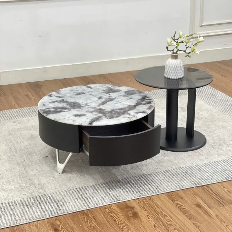 Bộ bàn trà tròn đôi hiện đại BT95