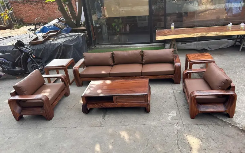 Bộ bàn ghế sofa gỗ me tây 6 món SG07