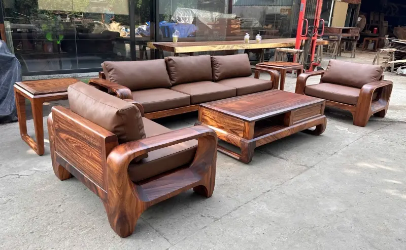 Bộ bàn ghế sofa gỗ me tây 6 món SG07