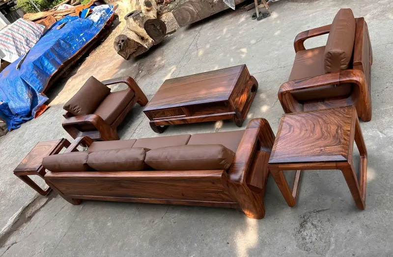 Bộ bàn ghế sofa gỗ me tây 6 món SG07