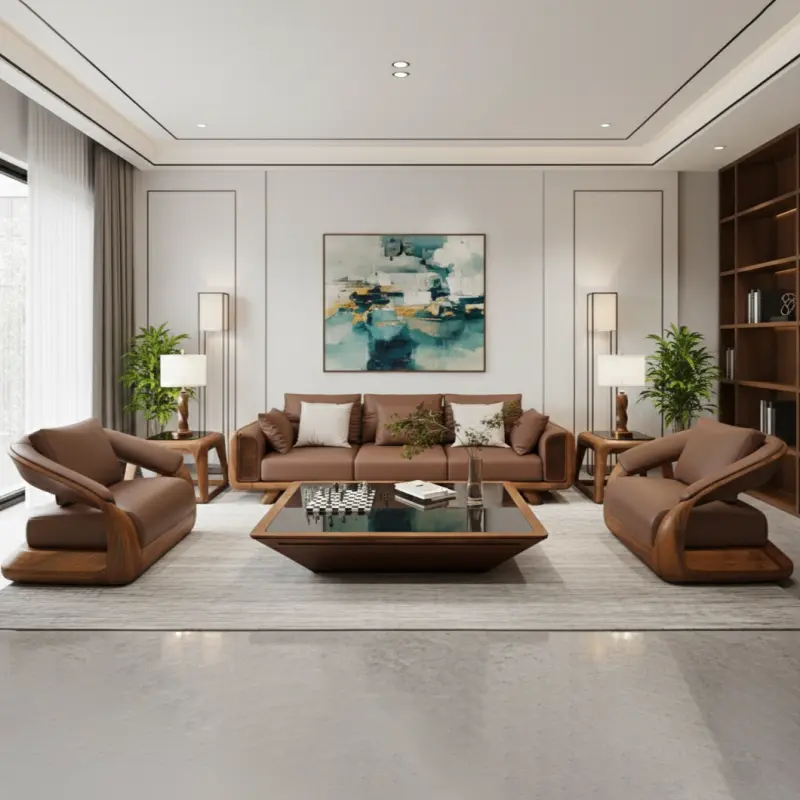 Bộ sofa gỗ Me Tây nhập Campuchia SG08