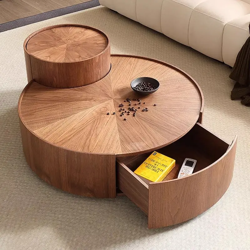 B&agrave;n tr&agrave; gỗ tr&ograve;n 2 tầng BT96