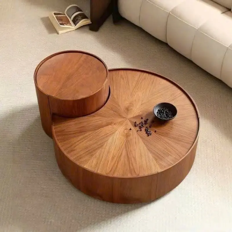 B&agrave;n tr&agrave; gỗ tr&ograve;n 2 tầng BT96