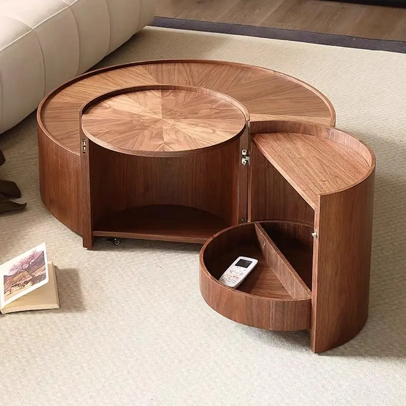 B&agrave;n tr&agrave; gỗ tr&ograve;n 2 tầng BT96