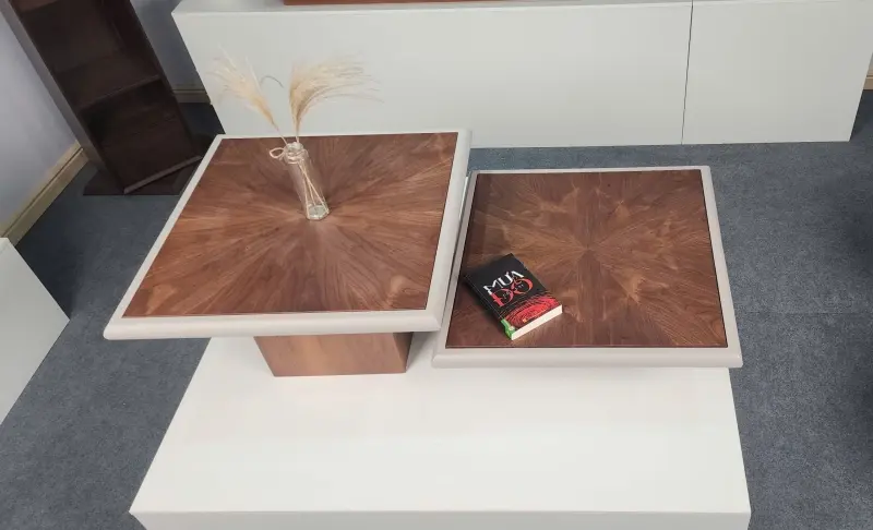 Bộ b&agrave;n tr&agrave; gỗ vu&ocirc;ng c&oacute; viền BT111